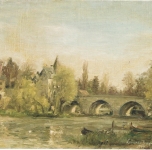 1957 Le Pont à Moret  olio su tela cm36x46