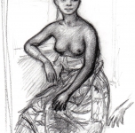 1963  Ragazza congolese  carboncino su carta 